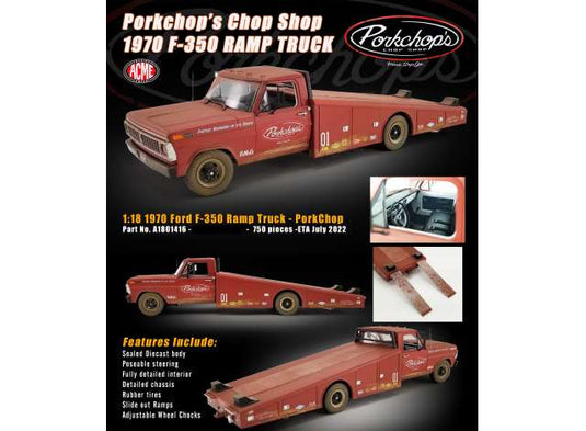 1970 Ford F-350 ランプトラック ポークチョップス Chop Shop ブラウンレッド/ACME 1/18ミニカー 750台限定