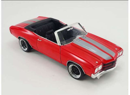 1970 Chevrolet Chevelle SS コンバーチブル レストモッド ブライトレッド ガンメタルストライプ/ACME 1/18ミニカー