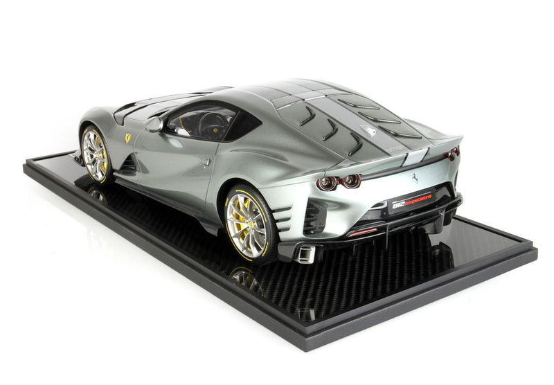 ギャラリービューアに画像をロードする, 【予約】Ferrari 812 Competizione シルバーストライプ コーバーングレー/ BBR 1/12 49台限定ミニカー