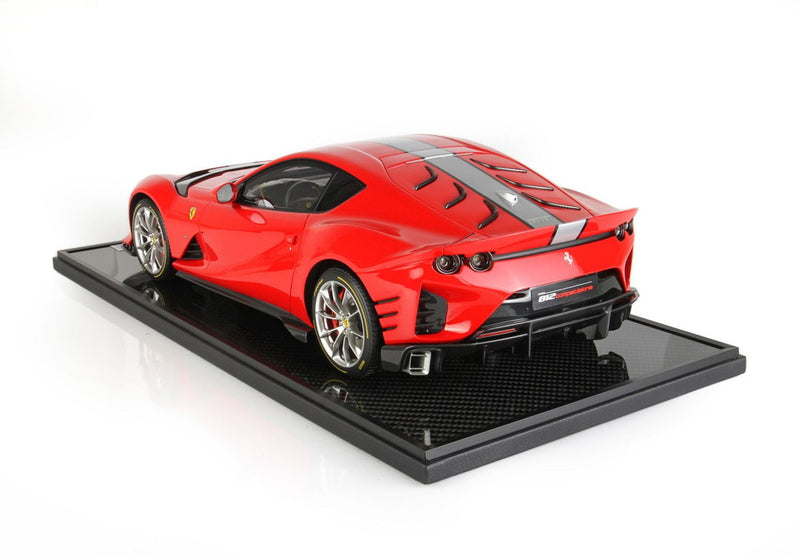 ギャラリービューアに画像をロードする, 【予約】Ferrari 812 Competizione シルバーストライプ ロッソコルサ322/ BBR 1/12 150台限定ミニカー
