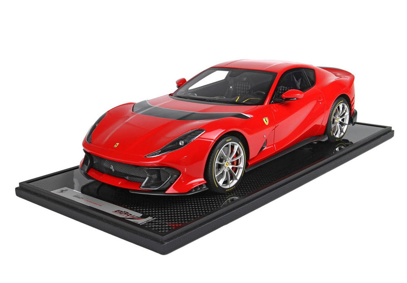 ギャラリービューアに画像をロードする, 【予約】Ferrari 812 Competizione シルバーディテール ロッソコルサ322/ BBR 1/12 100台限定ミニカー