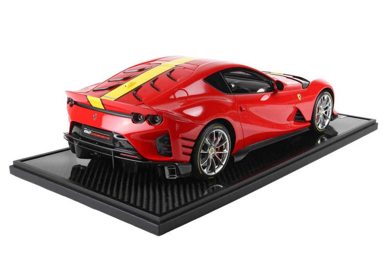 ギャラリービューアに画像をロードする, 【予約】Ferrariフェラーリ 812 Competizione Yellow stripe Rosso Corsa 322 限定100台 / BBR 1/12 ミニカー