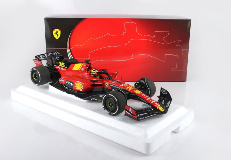 ギャラリービューアに画像をロードする, FERRARI F1 SF 23 TEAM SCUDERIA FERRARI N 16 4th MONZA ITALY GP 2023 CHARLES LECLERC RED BLACK YELLOW/BBR 1/18ミニカー