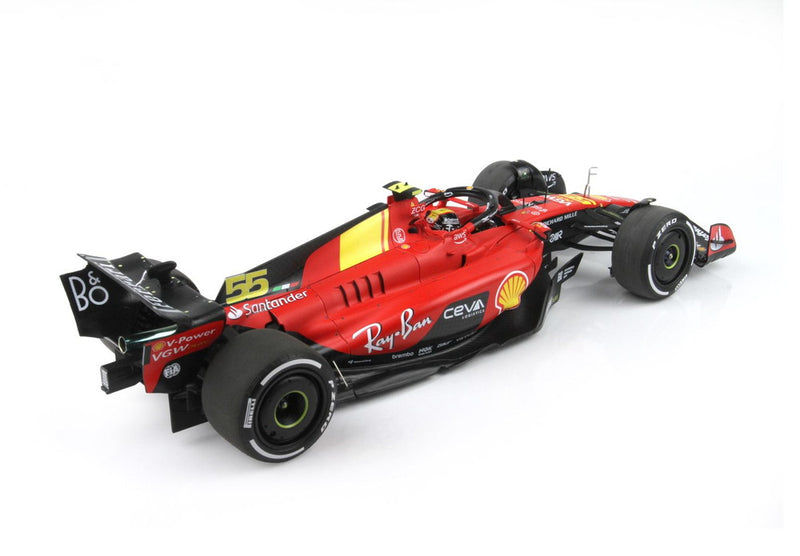ギャラリービューアに画像をロードする, FERRARI F1 SF 23 TEAM SCUDERIA FERRARI N 55 POLE POSITION 3rd MONZA ITALY GP 2023 CARLOS SAINZ RED BLACK YELLOW/BBR 1/18ミニカー