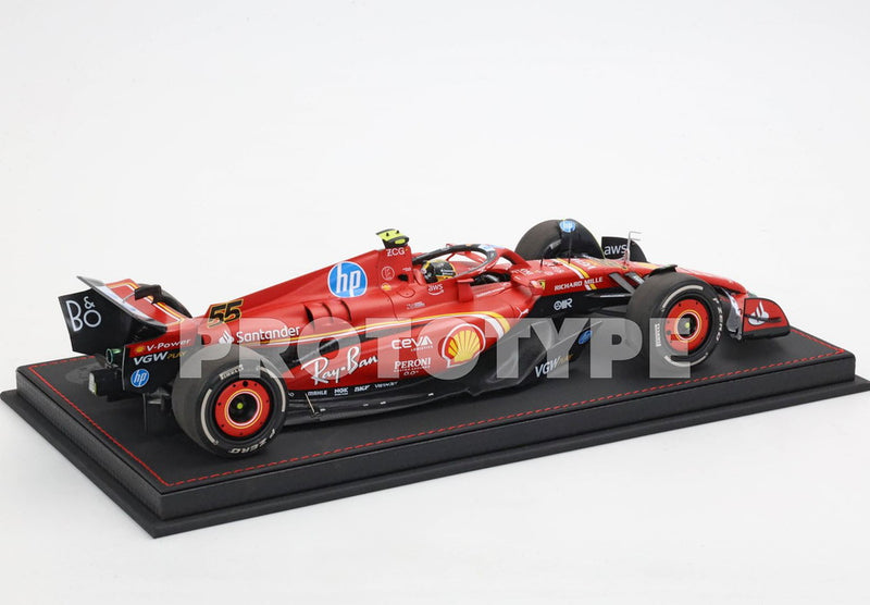 ギャラリービューアに画像をロードする, 【予約】2026年発売予定FERRARI F1 SF-24 スクーデリアフェラーリ No.55 2024 イタリアGP C.サインツ ショーケース付 レッド ブラック/ BBR 1/18 34台限定ミニカー
