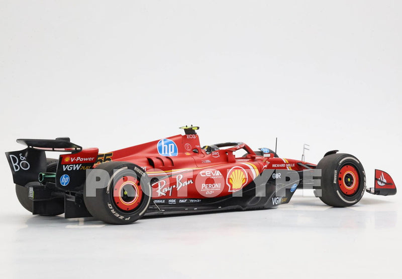 ギャラリービューアに画像をロードする, 【予約】2026年発売予定FERRARI F1 SF-24 スクーデリアフェラーリ No.55 2024 イタリアGP C.サインツ ショーケース付 レッド ブラック/ BBR 1/18 34台限定ミニカー