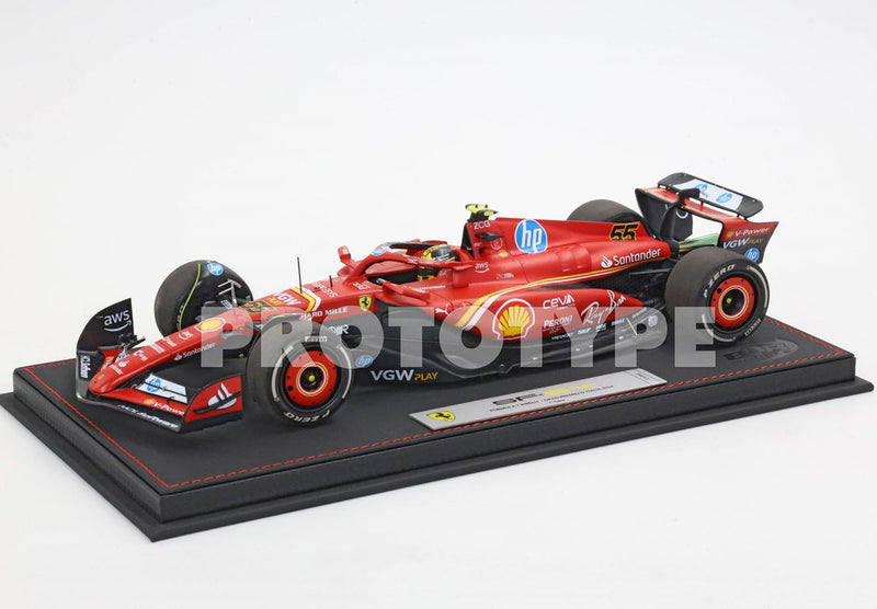 ギャラリービューアに画像をロードする, 【予約】2026年発売予定FERRARI F1 SF-24 スクーデリアフェラーリ No.55 2024 イタリアGP C.サインツ ショーケース付 レッド ブラック/ BBR 1/18 34台限定ミニカー