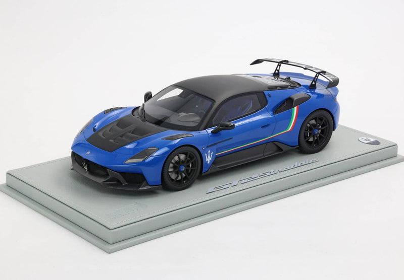 ギャラリービューアに画像をロードする, 【予約】2026年発売予定Maserati GT2 Stradale ブルーインフィニート イタリアンストライプ/ BBR 1/18 ミニカー