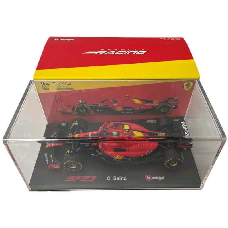 ギャラリービューアに画像をロードする, FERRARI - F1 SF-23 TEAM SCUDERIA FERRARI N 55 POLE POSITION 3rd MONZA ITALY GP 2023 CARLOS SAINZ フィギュア付き RED BLACK YELLOW/BURAGO 1/43ミニカー
