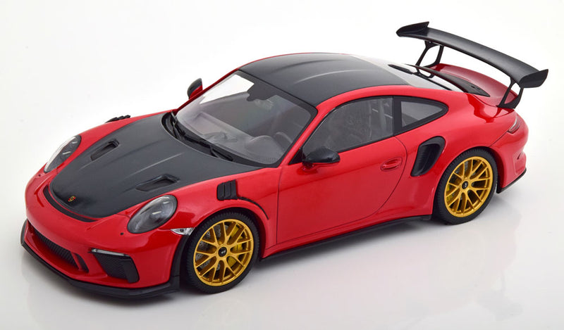 ギャラリービューアに画像をロードする, Porsche 911 (991 II) GT3 RS ヴァイザッハパッケージ ゴールドホイール 2019 レッド・ブラック限定111個/ MINICHAMPS 1/18 ミニカー