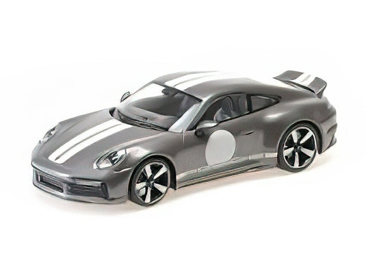 2022 ポルシェ 911 (992) スポーツクラシック グレーメタリック ストライプ付き/ MINICHAMPS 1/18 ミニカー
