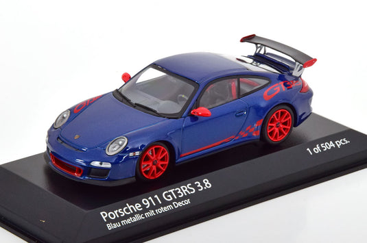 ポルシェ 911 (997) GT3 RS 3.8 2009 ブルーメタリック/レッド 504台限定/ MINICHAMPS 1/43 ミニカー