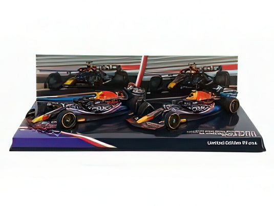 RED BULL SET 2X F1 RB19 TEAM ORACLE RED BULL RACING N 1 WORLD CHAMPION WINNER AUSTIN USA GP 2023 MAX VERSTAPPEN + N 11 4th AUSTIN USA GP 2023 SERGIO PEREZ MATT BLUE YELLOW RED/MINICHAMPS 1/43ミニカー