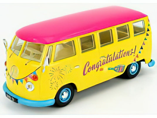 VOLKSWAGEN T1 MINIBUS CONGRATULATIONS 1961 YELLOW FUCSIA/CORGI 1/43ミニカー