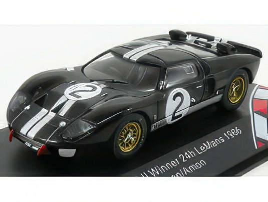 FORD USA GT40 MKII 7.0L V8 TEAM SHELBY AMERICAN INC. N 2 WINNER 24h LE MANS 1966 B.McLAREN C.AMON BLACK SILVER/CMR 1/43ミニカー