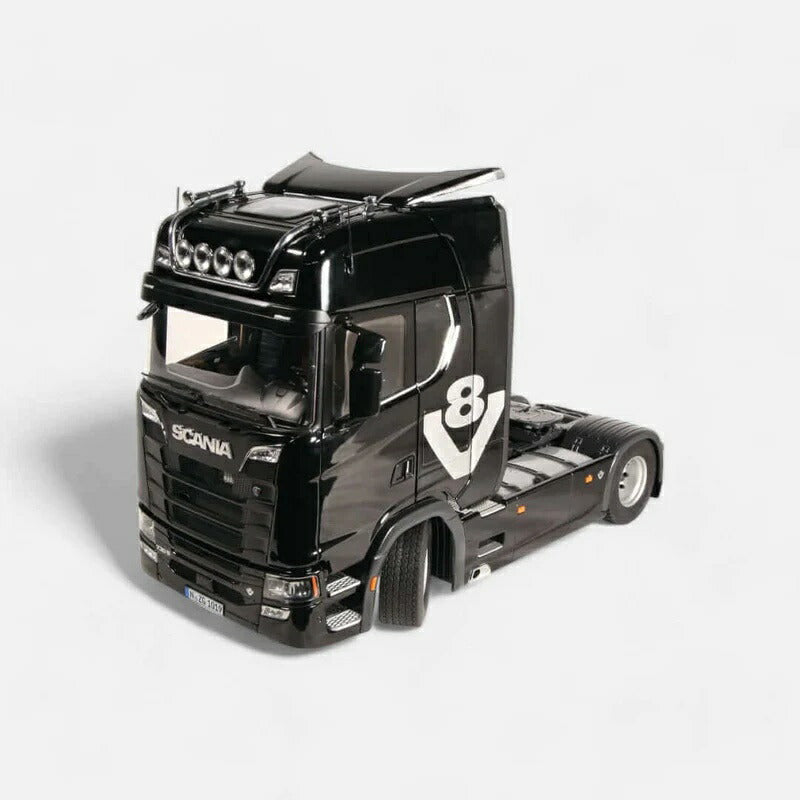 ギャラリービューアに画像をロードする, Scaniaスカニア 730S V8 4x2 Blackブラック V8ロゴ / NZG 1/18 建設機械 ミニカー 模型