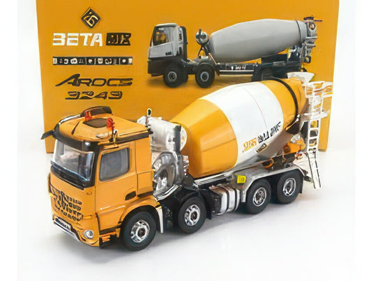 MERCEDES BENZ AROCS 3243 TRUCK BETA BETONIERA TANKER CEMENT MIXER TRUCK 4ASSI 2018 YELLOW WHITE/NZG 1/50ミニカー