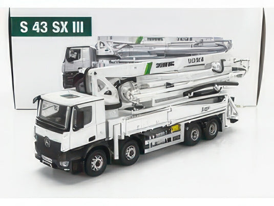 MERCEDES BENZ AROCS 4542 TRUCK 4 ASSI 2018 AUTOPOMPA PER CALCESTRUZZO SCHWING S 43 SX III CEMENT PUMP WHITE BLACK ミキサー / NZG 1/50 建設機械模型 工事車両