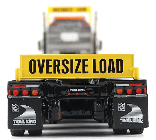 Kenworth T880 SBFA デイキャブ 3軸トラクター (ブラック) & Trail King TK120 HDG ローボーイトレーラー 掘削機 / Diecast Masters 1/50 建設機械模型 工事車両