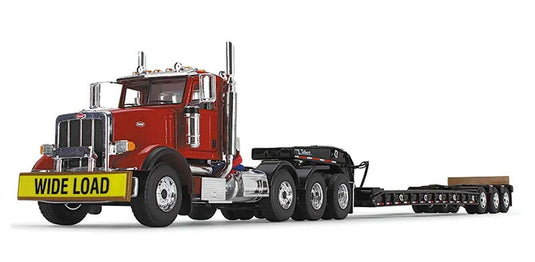 Peterbilt Model 367 デイキャブ コーラレッド、Talbert 55SA ローボーイトレーラー付 トレーラー / First Gear 1/50 建設機械模型 工事車両