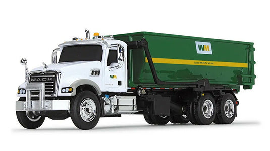 廃棄物管理 - Mack Granite MP タブスタイルロールオフコンテナ付 トラック / First Gear 1/87 建設機械模型 工事車両