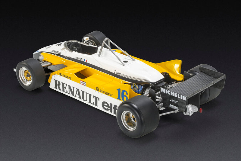 ギャラリービューアに画像をロードする, 【予約】RENAULT F1 RE30B V6 ターボ チーム RENAULT ELF N 16 シーズン 1982 ルネ・アルヌー ショーケース付き ホワイト イエロー ブラック/ GP Replicas 1/18 ミニカー