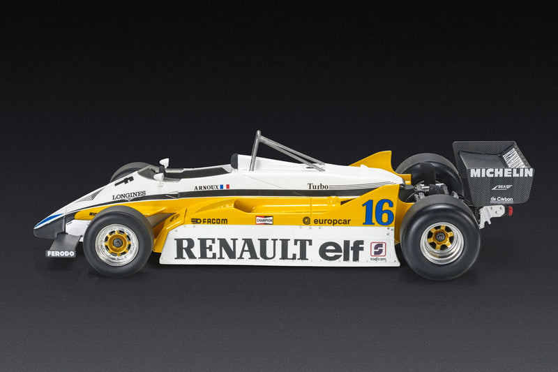 ギャラリービューアに画像をロードする, 【予約】RENAULT F1 RE30B V6 ターボ チーム RENAULT ELF N 16 シーズン 1982 ルネ・アルヌー ショーケース付き ホワイト イエロー ブラック/ GP Replicas 1/18 ミニカー
