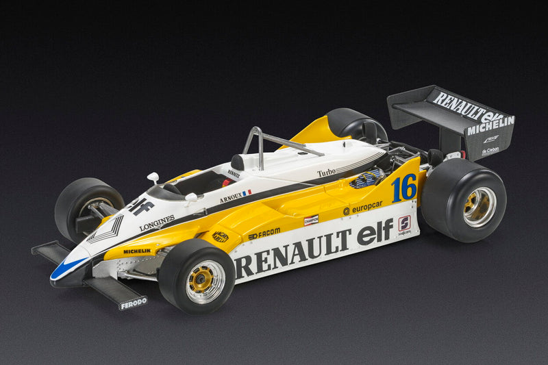 ギャラリービューアに画像をロードする, 【予約】RENAULT F1 RE30B V6 ターボ チーム RENAULT ELF N 16 シーズン 1982 ルネ・アルヌー ショーケース付き ホワイト イエロー ブラック/ GP Replicas 1/18 ミニカー