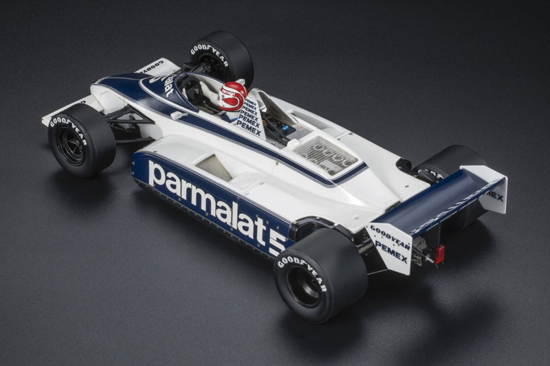 ギャラリービューアに画像をロードする, 【予約】2025年発売予定BRABHAM - F1 BT49C PARMALAT RACING TEAM N 5 WORLD CHAMPION WINNER GERMANY GP 1981 NELSON PIQUET - WHITE BLUE フィギュア付き /GP Replicas 1/18 ミニカー