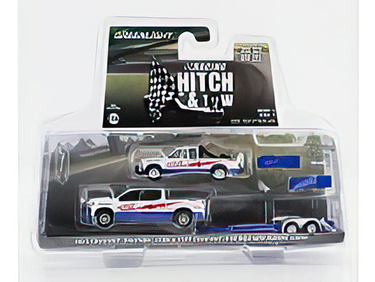 CHEVROLET SILVERADO 1500 PICK UP 2023 WITH TRAILER + S 10 PICK UP BAJA 1989 WHITE RED BLUE/Greenlight 1/64フィギュア 模型