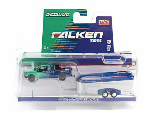 FORD USA - F-150 PICK-UP WITH AEROVAULT TRAILER FALKEN TIRES 2017 - GREEN BLUE/GREENLIGHT 1/64ミニカー