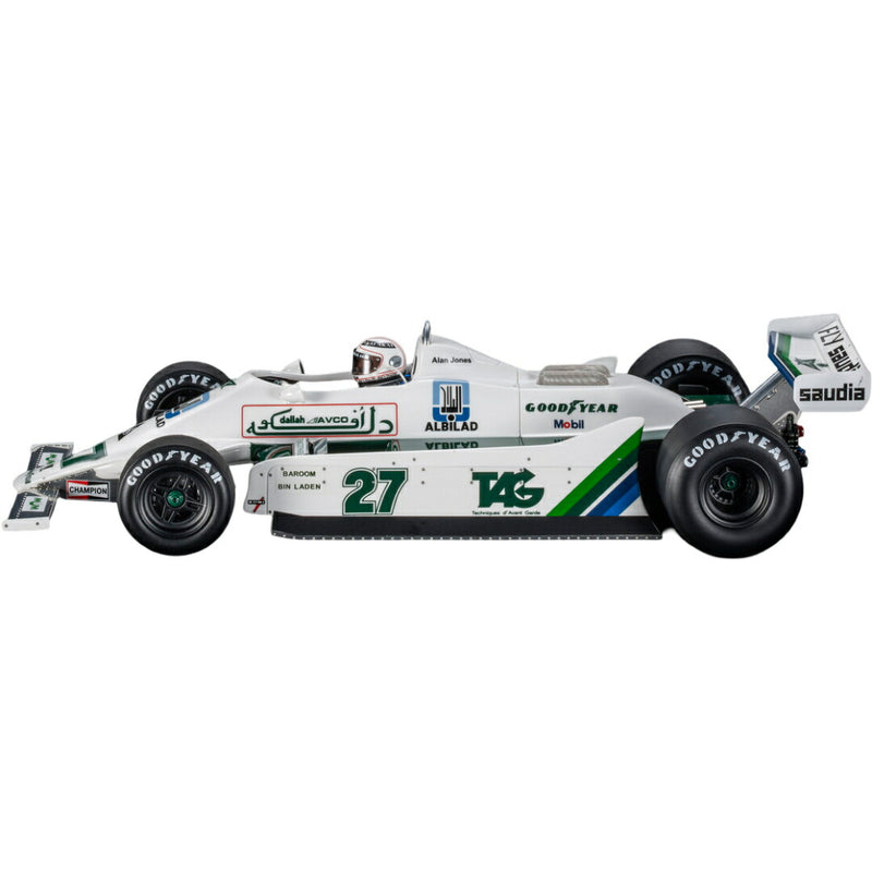ギャラリービューアに画像をロードする, Williamsウィリアムズ F1 FW07 Ford #27 Winner Dutch GP 1979 With Pilot Figure Alan Jones ホワイト / GP Replicas 1/18 ミニカー