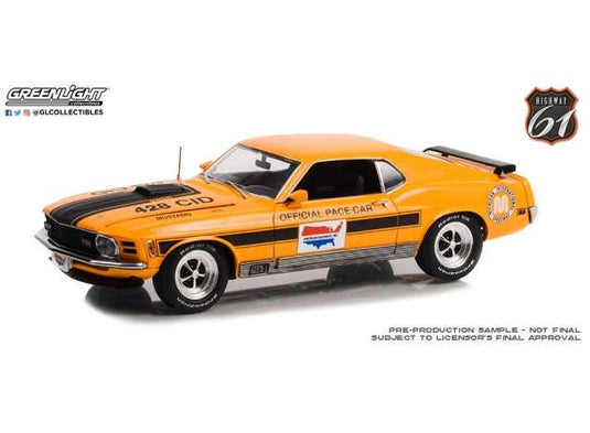 1970 Ford Mustang Mach 1 ミシガンインターナショナルスピードウェイ オフィシャルペースカー イエローブラック/HIGHWAY61 1/18ミニカー