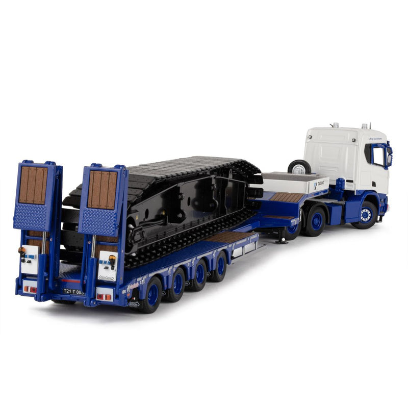 ギャラリービューアに画像をロードする, TADANO SCANIA XT MIDDLE ROOF WITH NOOTEBOOM MCOS 4-AXLE SEMI LOW LOADER WITH RAMPS トラック /IMC 1/50 建設機械模型