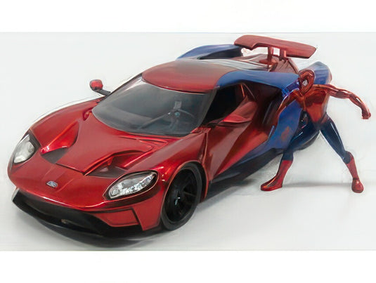 FORD USA GT WITH SPIDERMAN FIGURE 2017 RED BLUE/JADA 1/24ミニカー