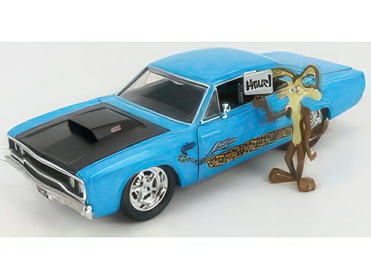 PLYMOUTH ROAD RUNNER COUPE 1970 WITH WILE E. COYOTE FIGURE LOONEY TUNES BLUE/JADA 1/24ミニカー
