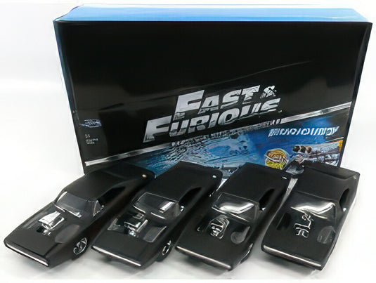 DODGE SET 4X DOM'S DODGE CHARGER R/T 1970 FAST & FURIOUS 7 MATT BLACK/JADA 1/24ミニカー