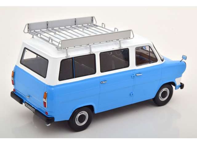 ギャラリービューアに画像をロードする, 1965 Ford Transit Bus with Roof Rack, light blue/white/KK-SCALE 1/18ミニカー