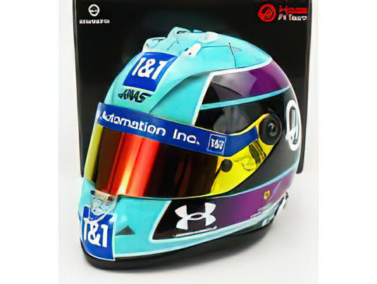 SCHUBERTH HELMETヘルメット F1 CASCO VF-22 TEAM HAAS N 47 MIAMI GP 2022 MICK SCHUMACHER - LIGHT BLUE BLACK 1/2 ミニカー模型