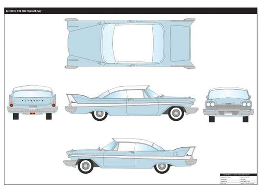 1958 Plymouth フューリー ライトブルー ホワイトルーフ/Motor Max 1/18ミニカー