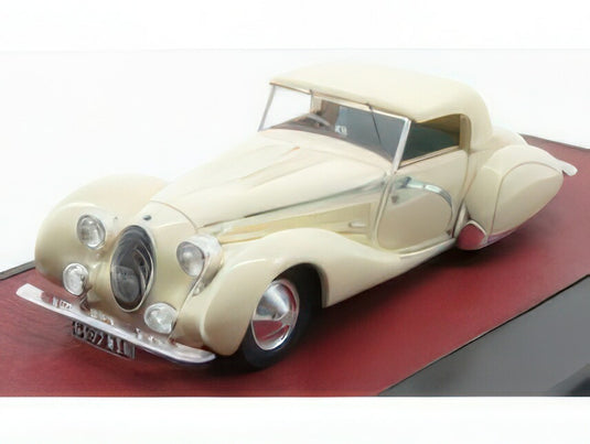 TALBOT LAGO T150C ch.90111 FIGONI & FALASCHI CABRIOLET CLOSED 1936 WHITE/MATRIX SCALE 1/43ミニカー
