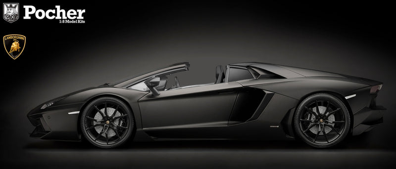 ギャラリービューアに画像をロードする, 【予約】LAMBORGHINIランボルギーニ AVENTADOR LP700-4 Roadster NERO NEMESIS - MATT BLACK/Pocher 1/8 モデルキット