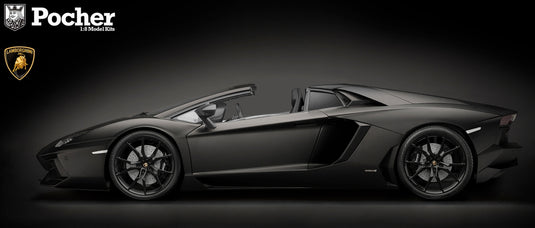 【予約】LAMBORGHINIランボルギーニ AVENTADOR LP700-4 Roadster NERO NEMESIS - MATT BLACK/Pocher 1/8 モデルキット