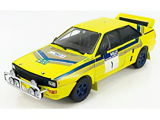 AUDI QUATTRO (night version) N 1 WINNER RALLY HONG KONGBEIJING 1986 STIG BLOMQVIST BRUNO BERGLUND YELLOW BLUE/Sun Star 1/18ミニカー