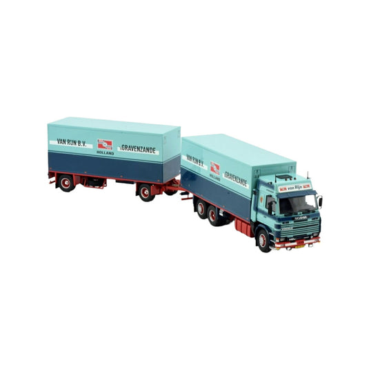 van Rijn Scania 142 box truck-trailer トラック / TEKNO 1/50 建設機械模型 工事車両