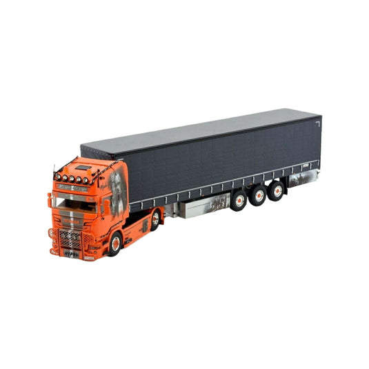Tekno KFT Trans Scania Rシリーズ トップライン カーテン防水シートセミトレーラー 3軸 81575 トレーラー1/50 建設機械模型 工事車両