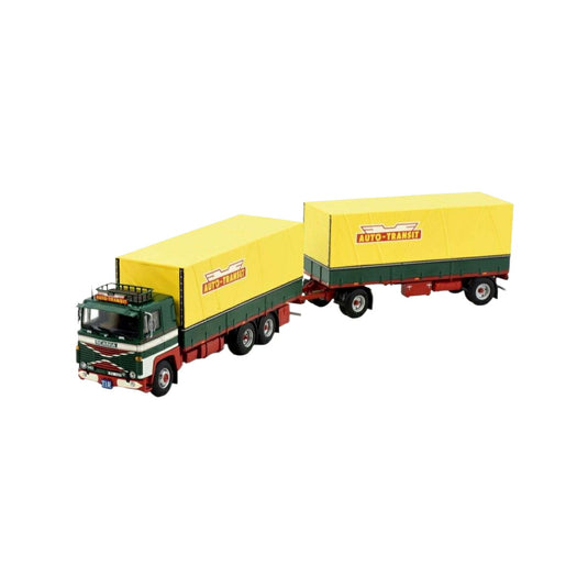 Tekno Karlsson Autotransit Scania 140 防水シートトラックトレーラー 82248 トラック1/50 建設機械模型 工事車両