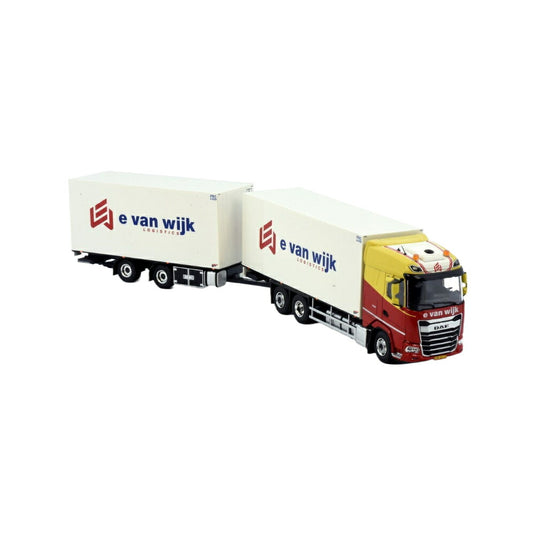 E. van Wijk DAF XG 6x2 Box Truck-Trailer トラック / TEKNO 1/50 建設機械模型 工事車両