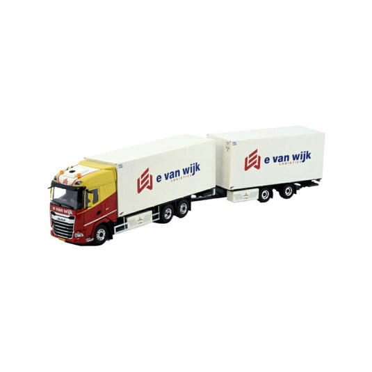 E. van Wijk DAF XG 6x2 Box Truck-Trailer トラック / TEKNO 1/50 建設機械模型 工事車両