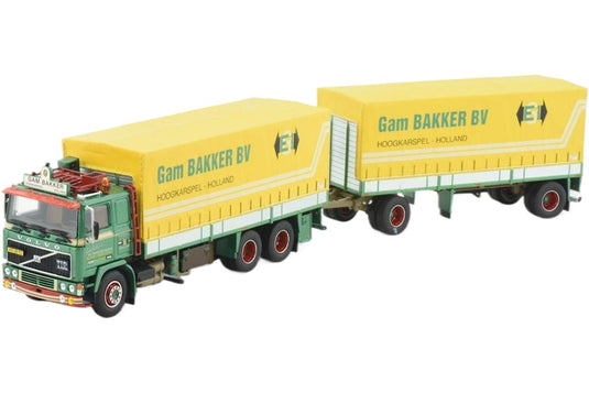 Gam Bakker Volvo F12 6x2 カーテンサイダートレーラートラック / TEKNO 1/50 建設機械模型 工事車両